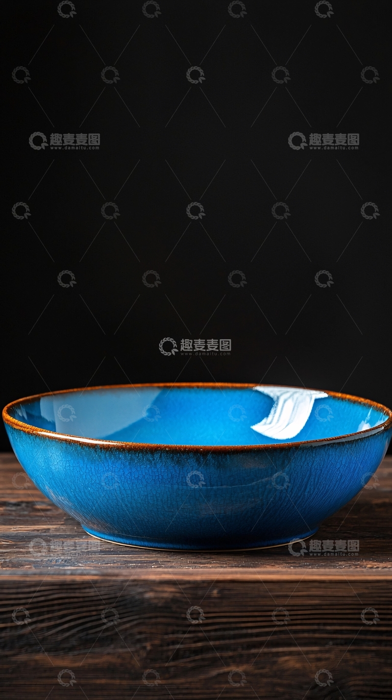 高清大图下载【趣麦麦图】深蓝色陶瓷大碗