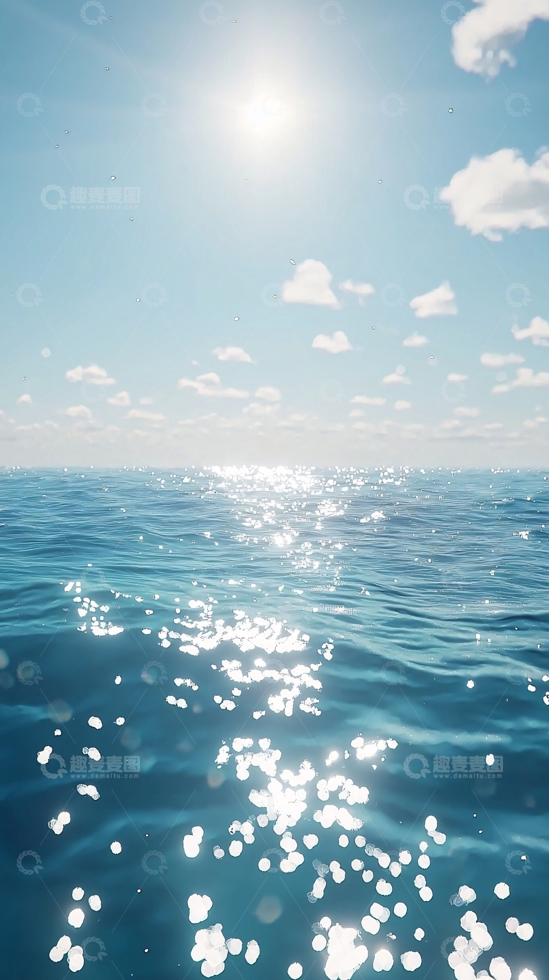 高清大图下载【趣麦麦图】阳光照耀下的平静大海