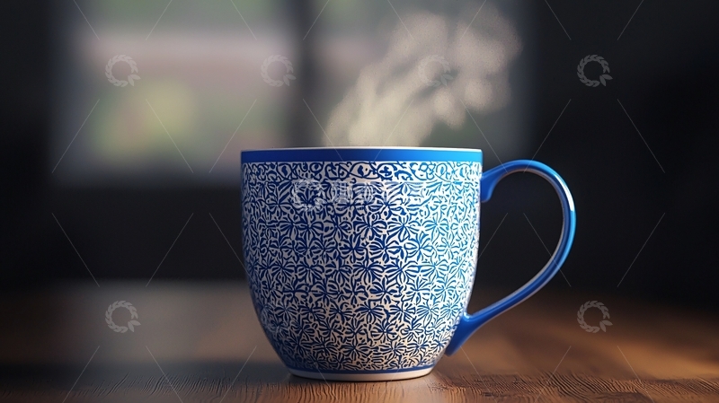 高清大图下载【趣麦麦图】蓝色陶瓷马克杯