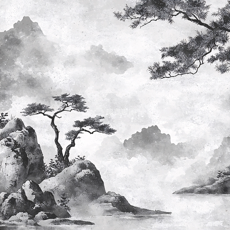 高清大图下载【趣麦麦图】水墨山水云雾缭绕