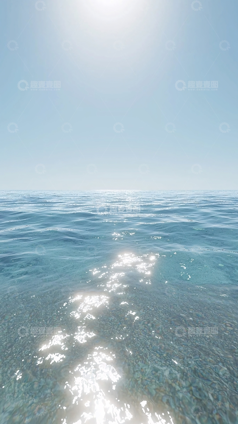 高清大图下载【趣麦麦图】阳光下的平静海面