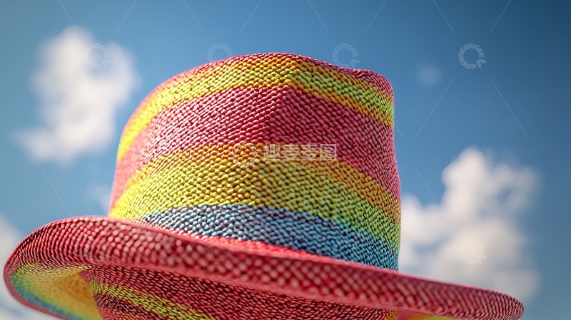 高清大图下载【趣麦麦图】彩虹条纹遮阳帽