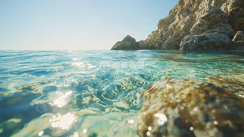 高清大图下载【趣麦麦图】阳光下的清澈海水