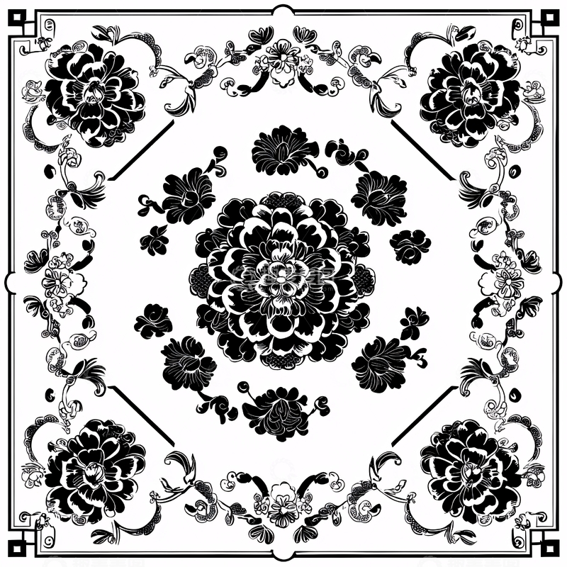 高清大图下载【趣麦麦图】黑色花卉图案装饰