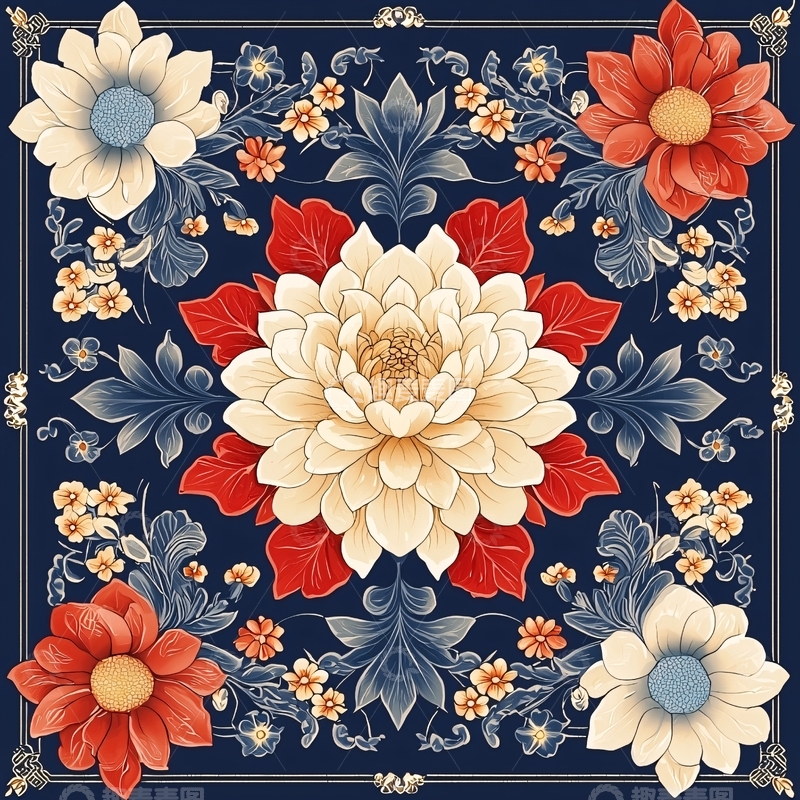 高清大图下载【趣麦麦图】华丽的花卉图案
