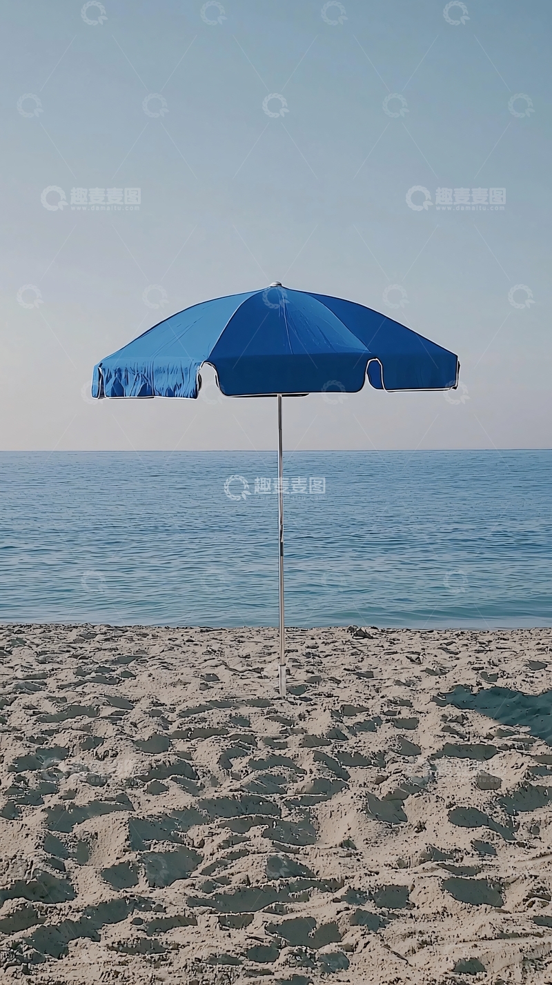 高清大图下载【趣麦麦图】蓝色沙滩伞