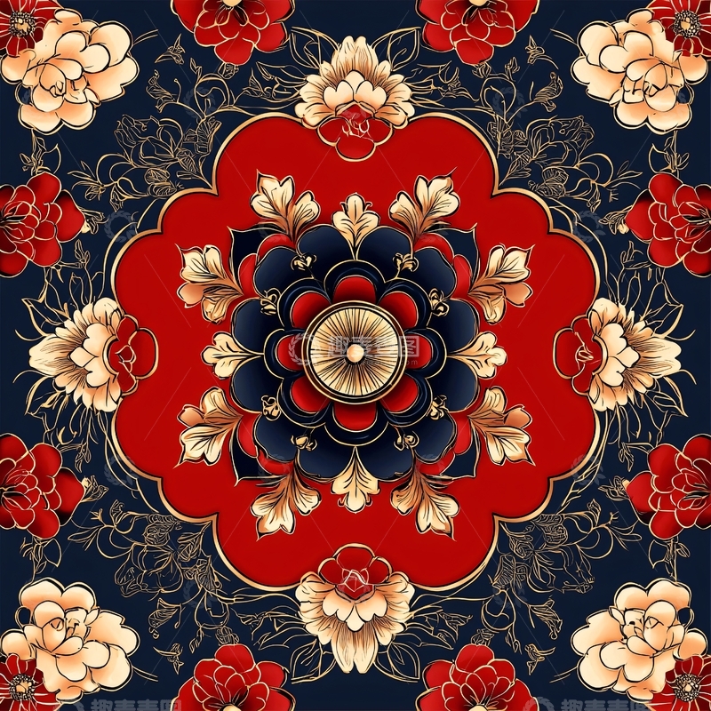 高清大图下载【趣麦麦图】中式花卉图案