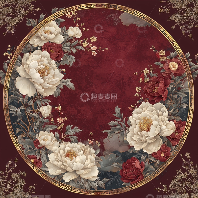 高清大图下载【趣麦麦图】圆形花卉背景