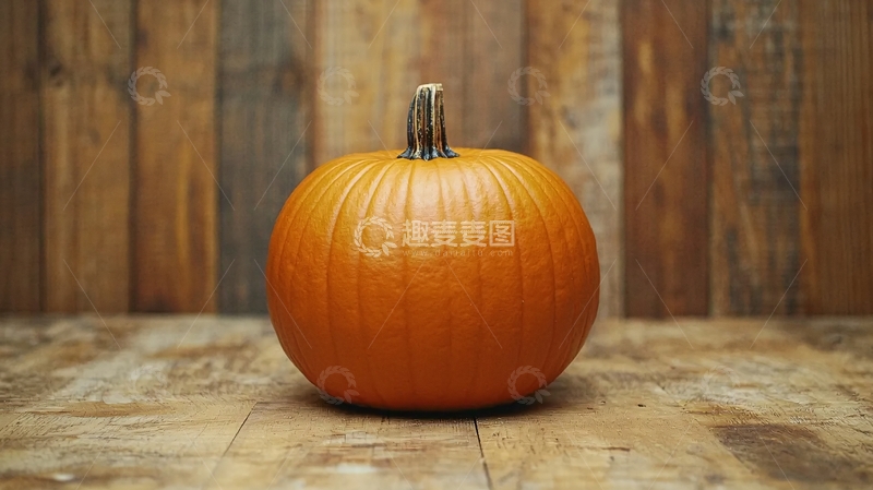 高清大图下载【趣麦麦图】木质背景下的单个南瓜