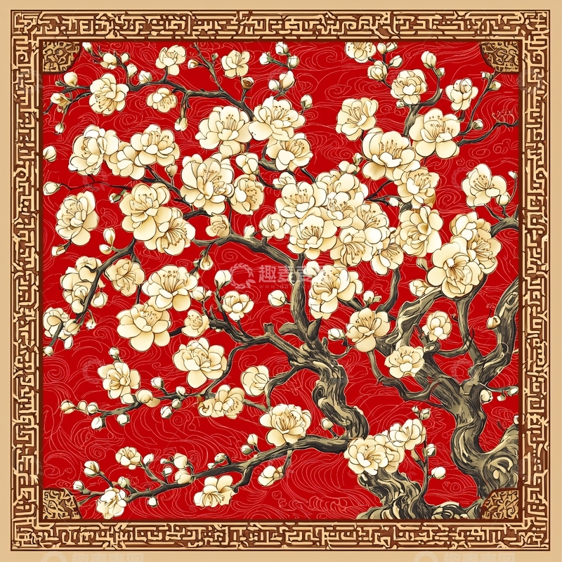 高清大图下载【趣麦麦图】红色背景下的白色花朵