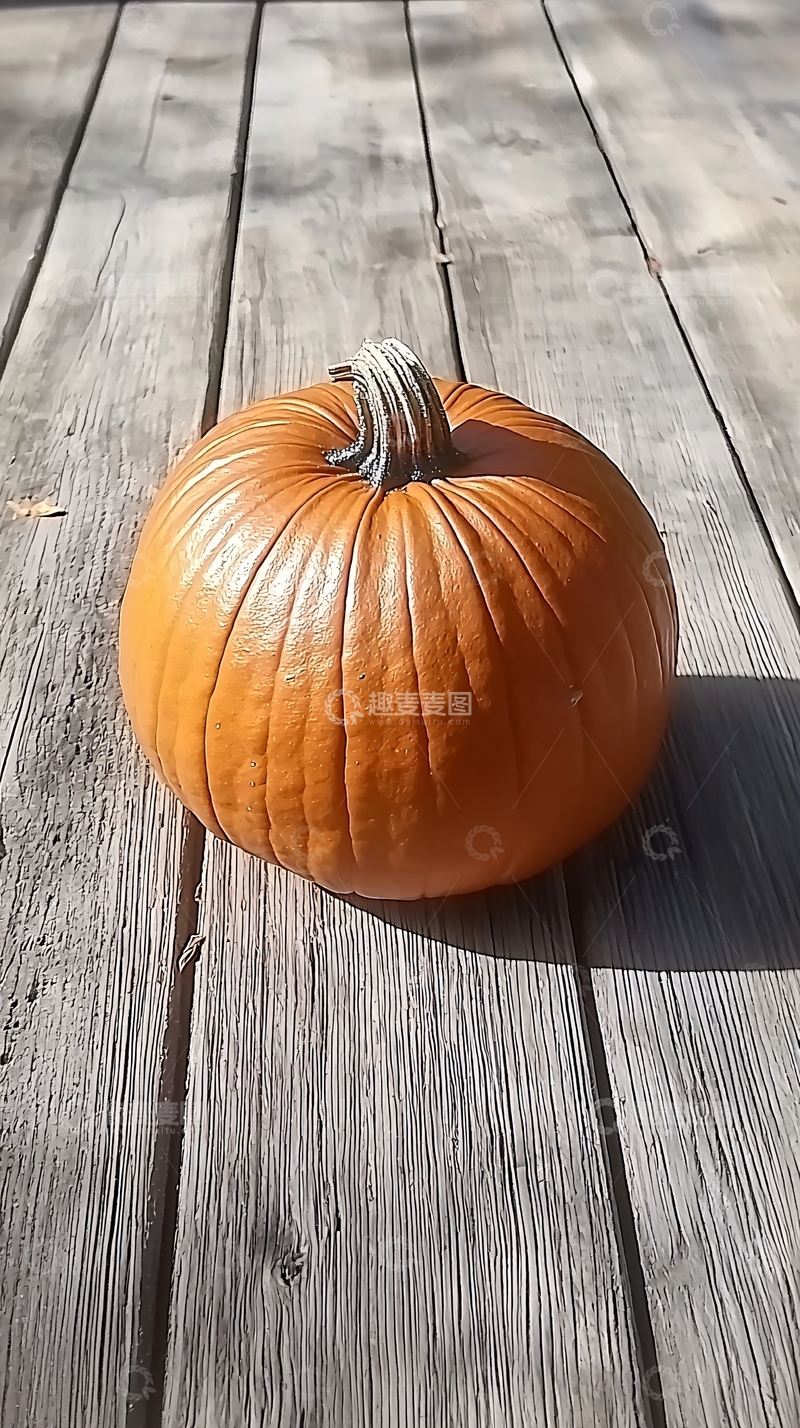 高清大图下载【趣麦麦图】木板上的橙色南瓜