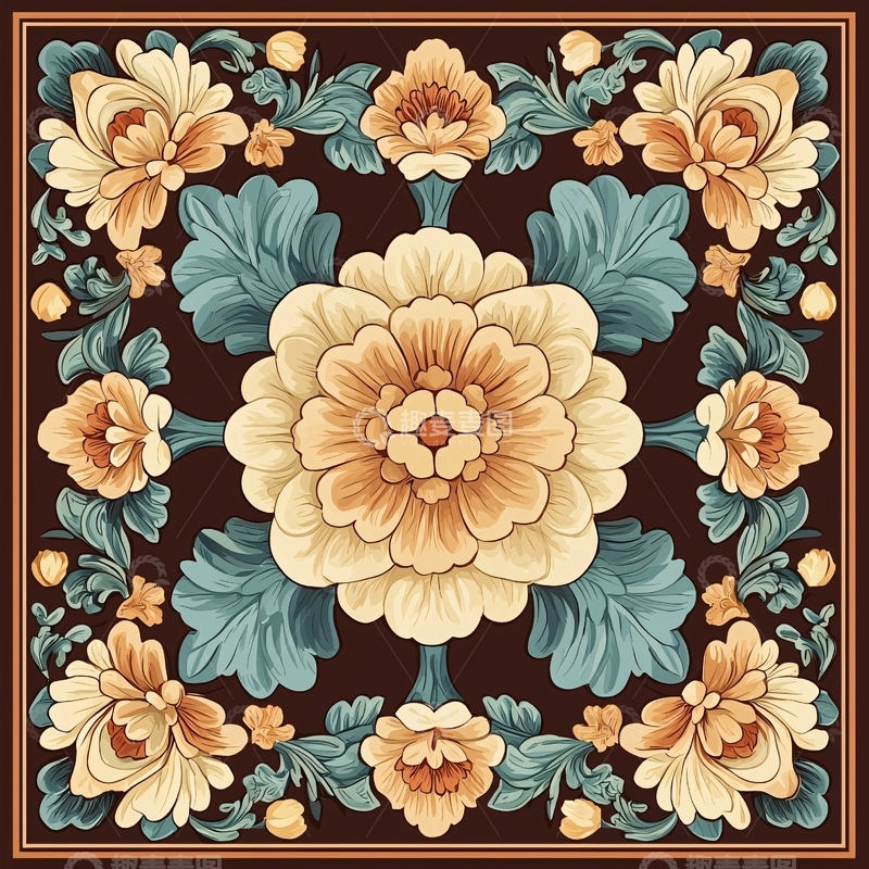 高清大图下载【趣麦麦图】复古花卉图案