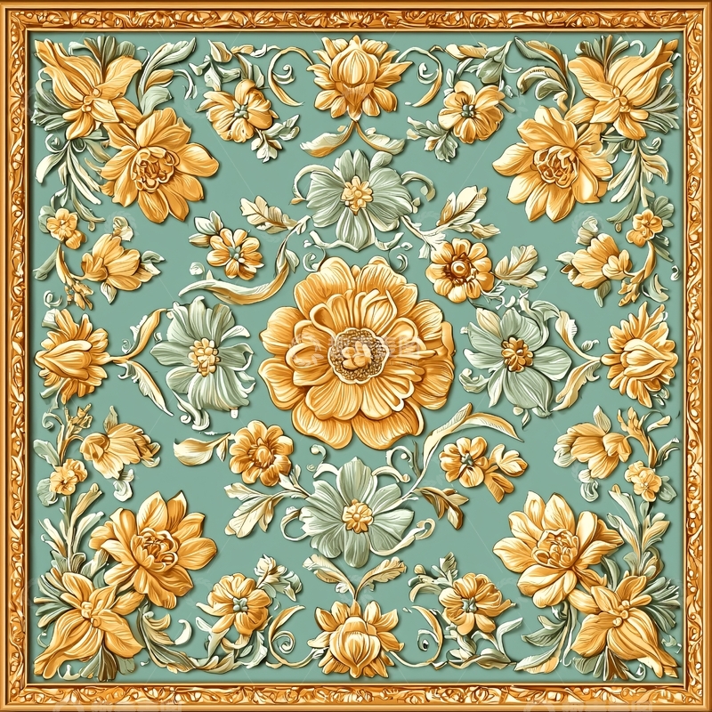 高清大图下载【趣麦麦图】金色花卉图案