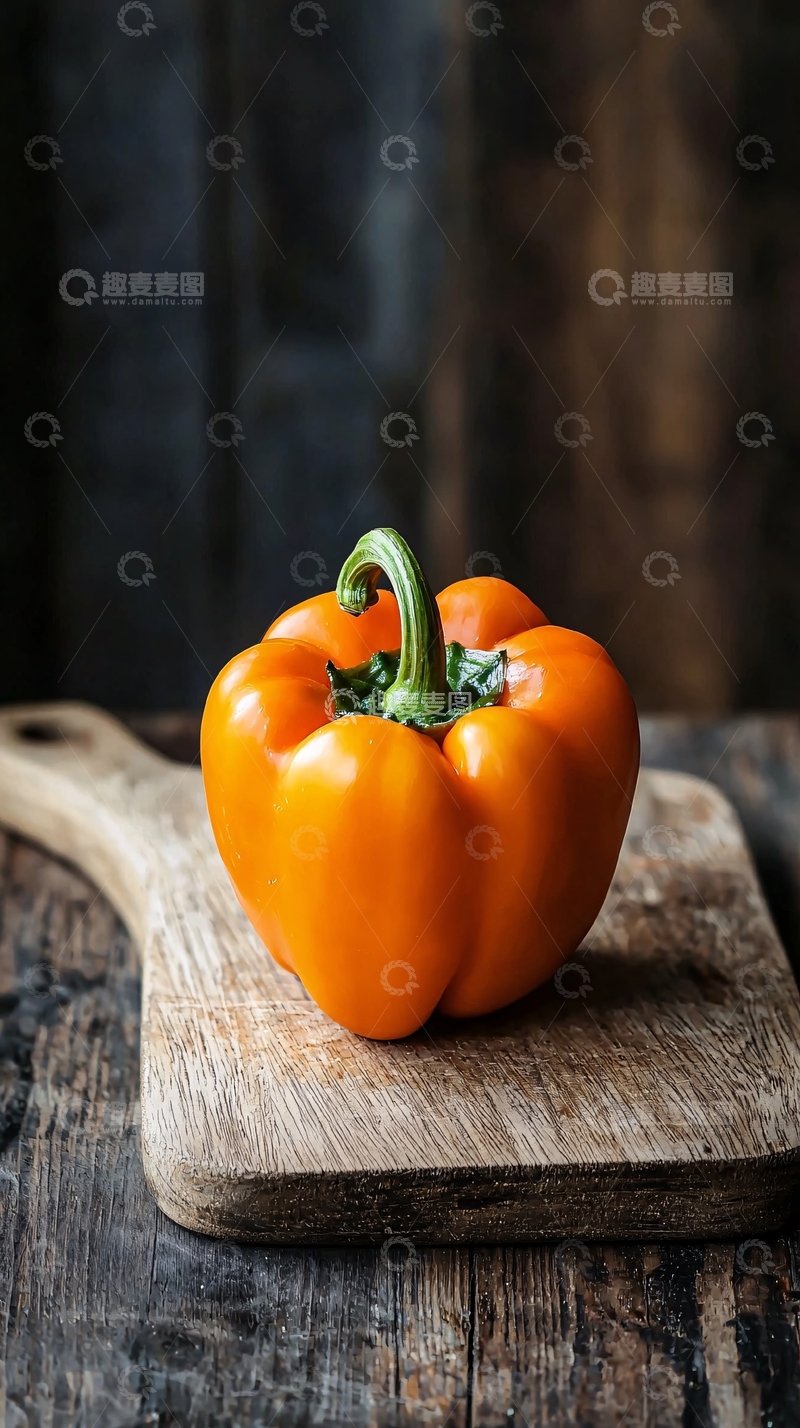 高清大图下载【趣麦麦图】木板上一个橙色甜椒
