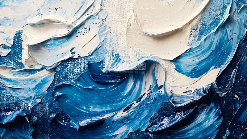 高清大图下载【趣麦麦图】蓝色与白色油彩笔触