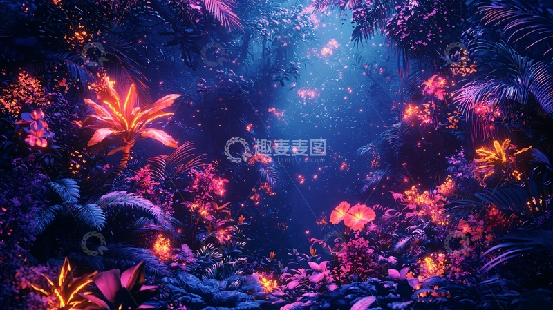 高清大图下载【趣麦麦图】梦幻夜间森林