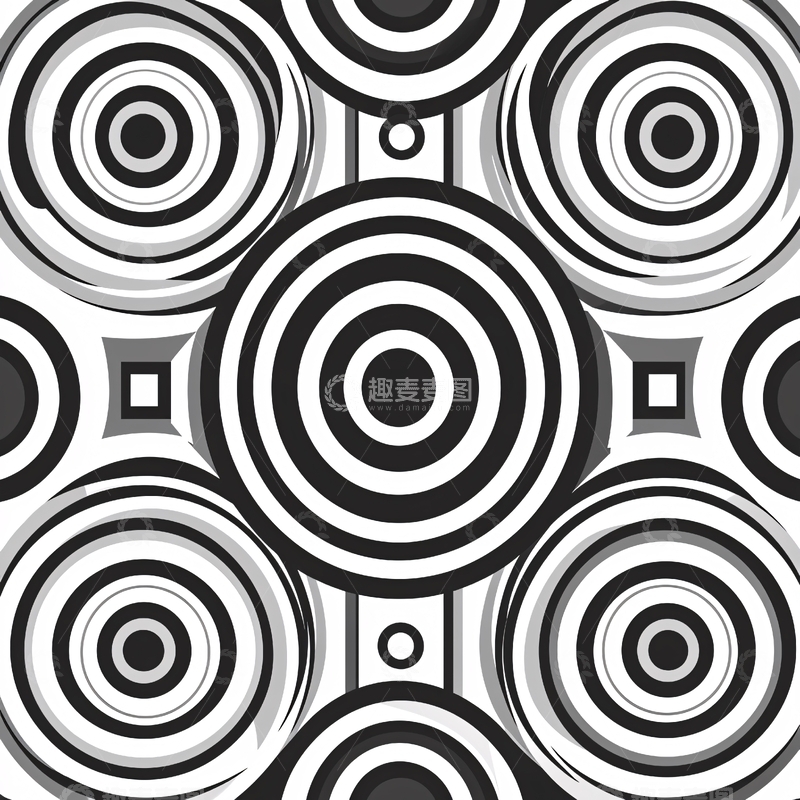 高清大图下载【趣麦麦图】黑白圆形重复图案