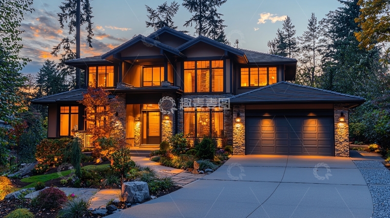 高清大图下载【趣麦麦图】夜晚别墅夜景