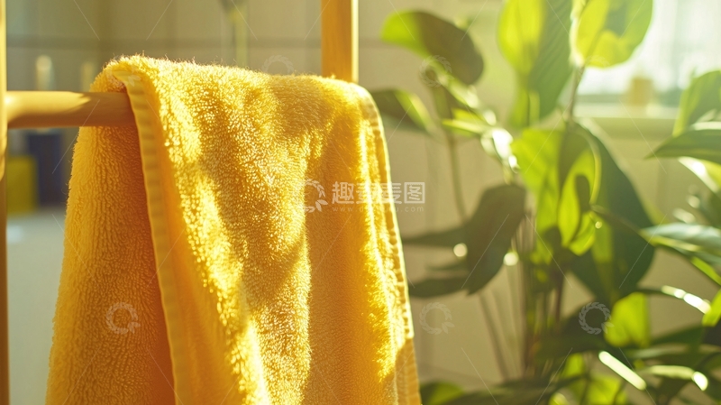 高清大图下载【趣麦麦图】阳光照射下的黄色毛巾
