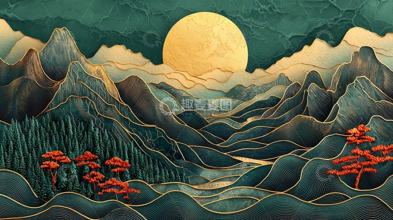 高清大图下载【趣麦麦图】水墨山水画352