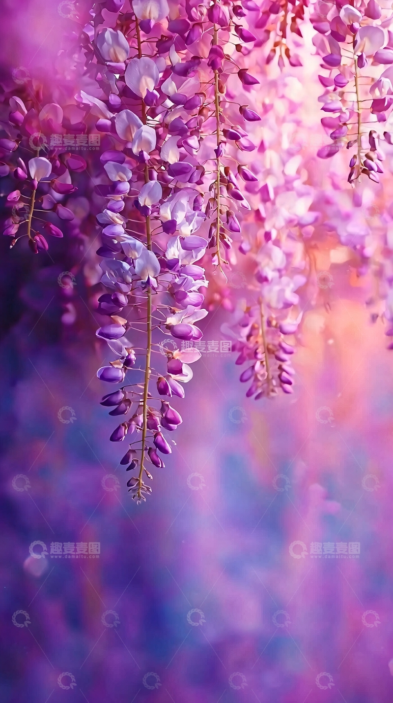 高清大图下载【趣麦麦图】紫藤花浪漫唯美意境图