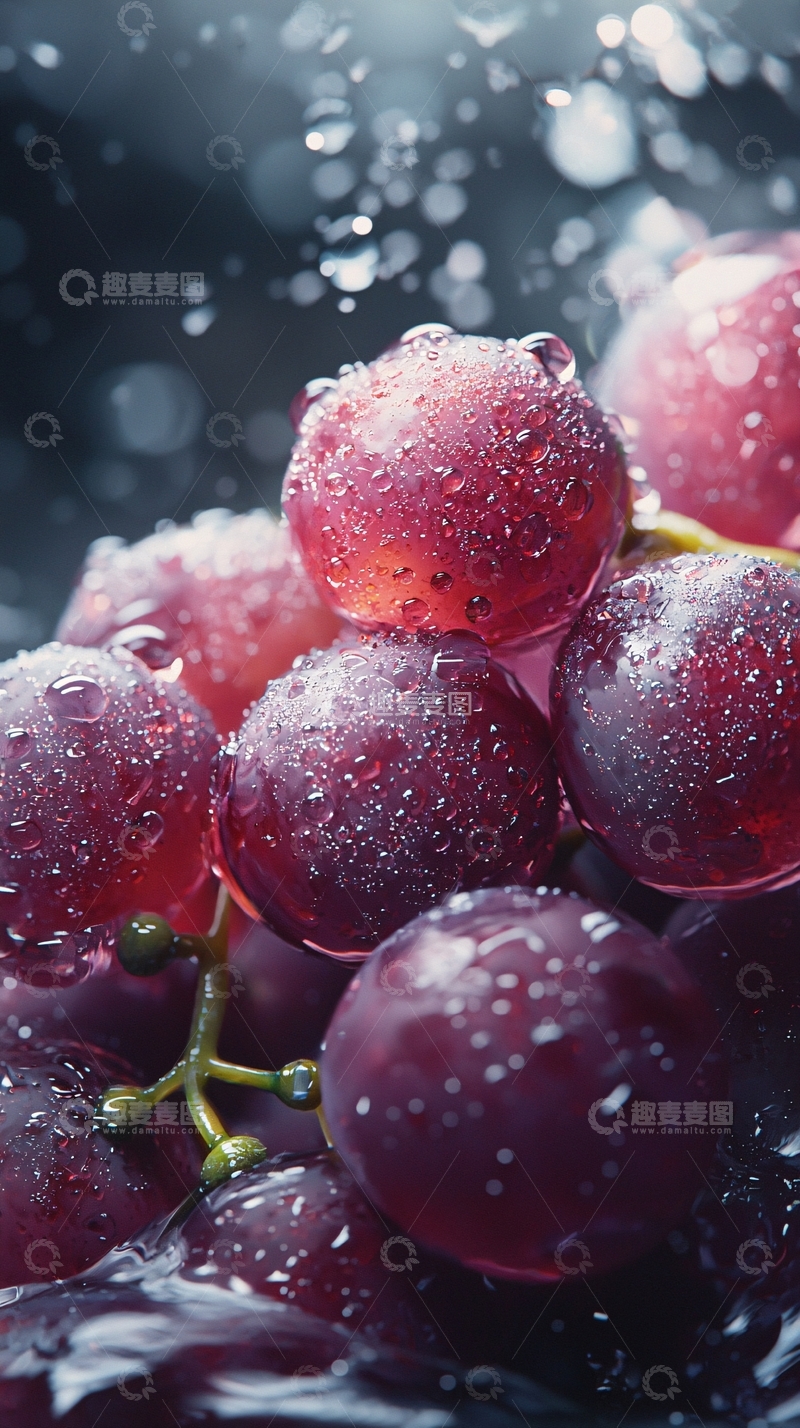 高清大图下载【趣麦麦图】水珠覆盖的红葡萄