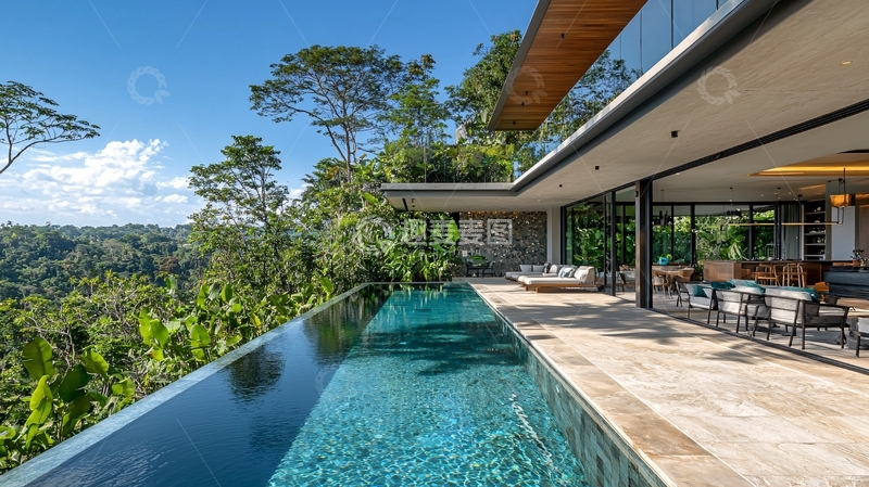 高清大图下载【趣麦麦图】泳池别墅景观