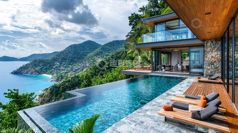 高清大图下载【趣麦麦图】海景别墅泳池