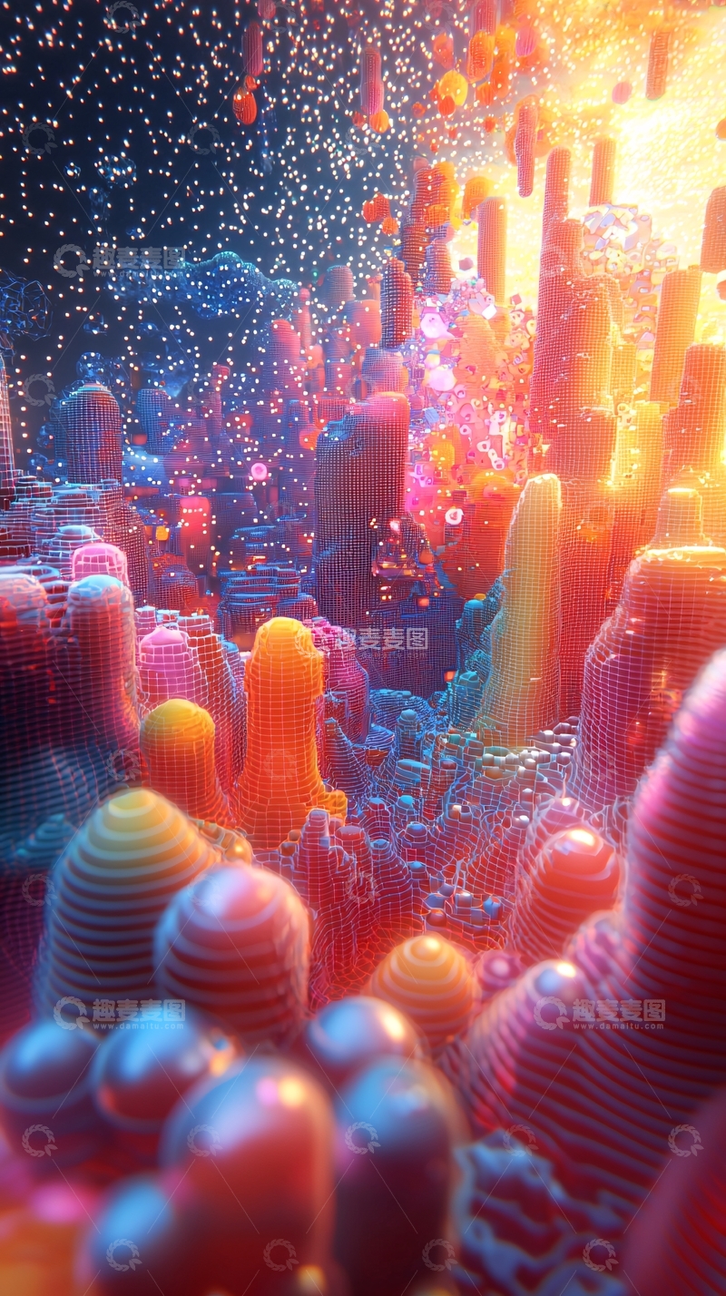 高清大图下载【趣麦麦图】彩色抽象丘陵地形