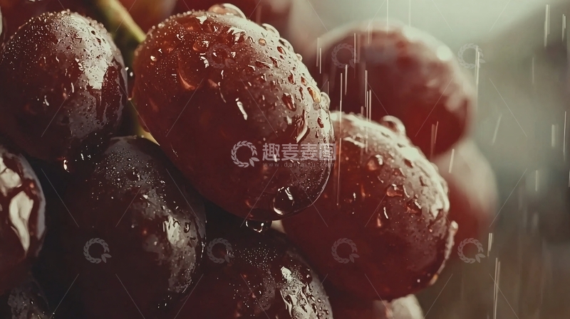 高清大图下载【趣麦麦图】雨中红葡萄