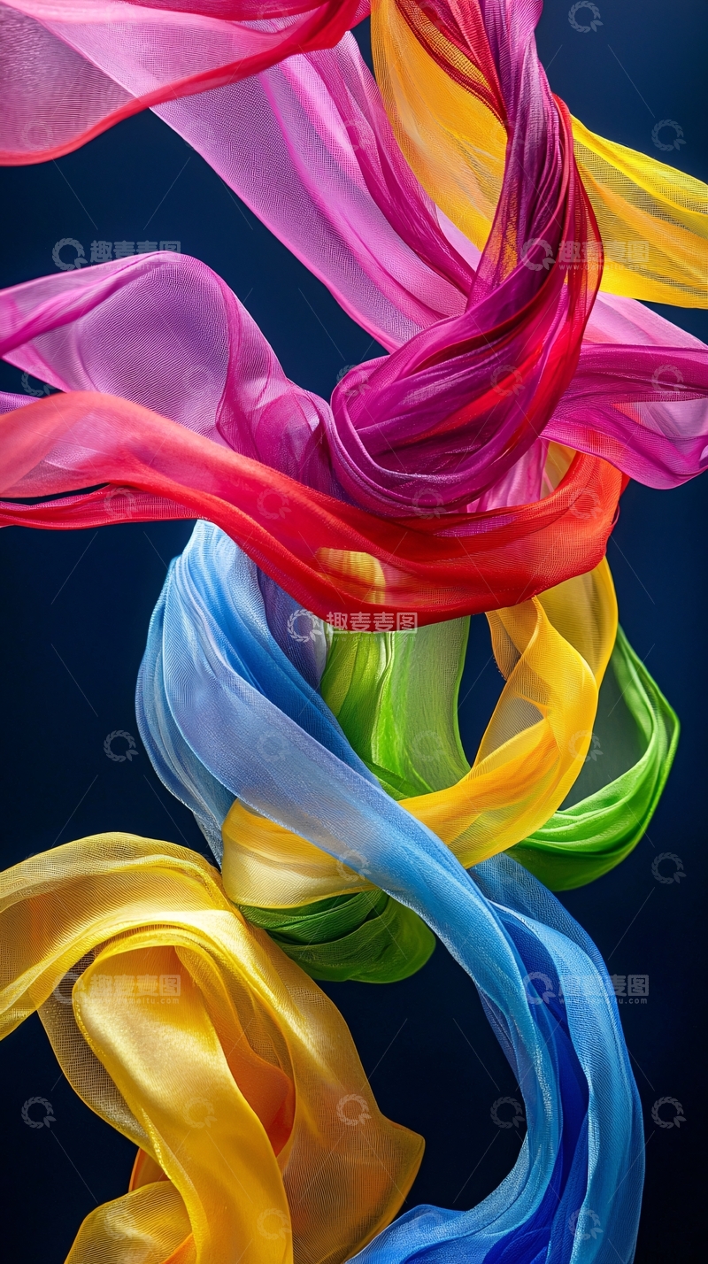 高清大图下载【趣麦麦图】彩色丝带飘动