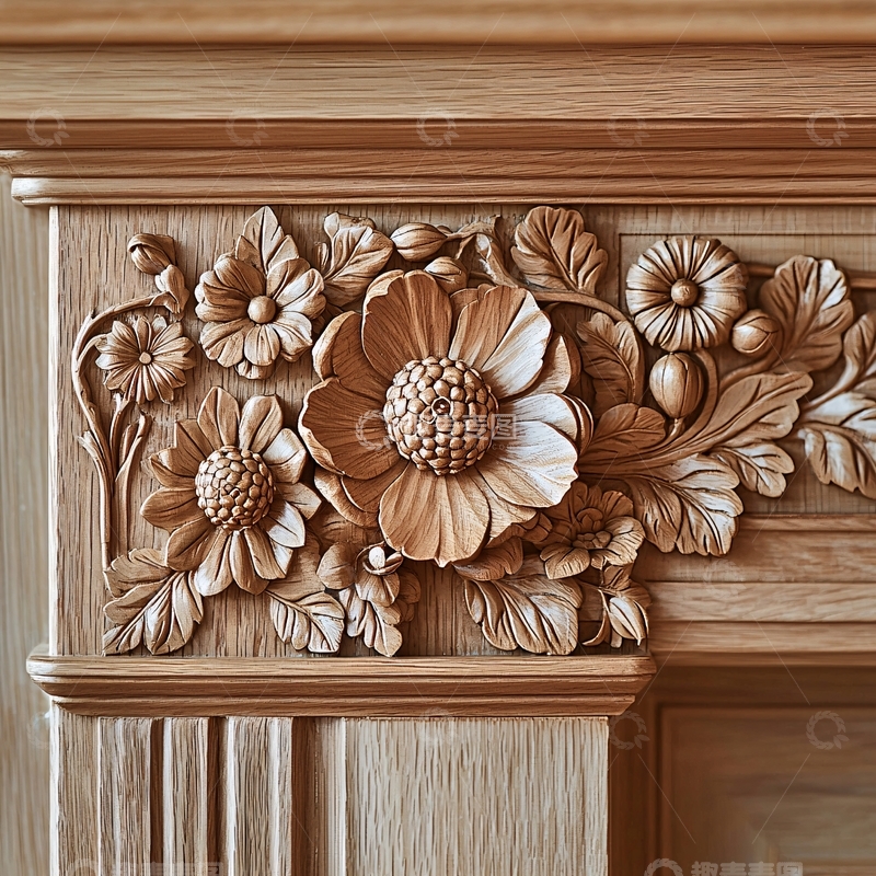 高清大图下载【趣麦麦图】木雕花卉装饰