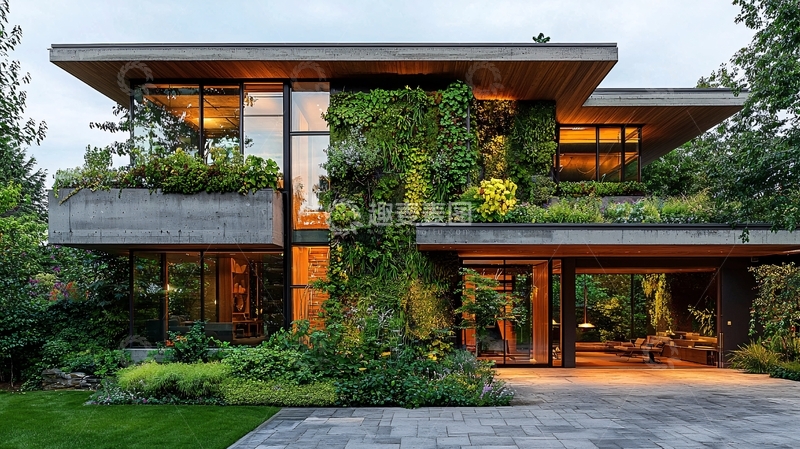 高清大图下载【趣麦麦图】现代简约绿植别墅