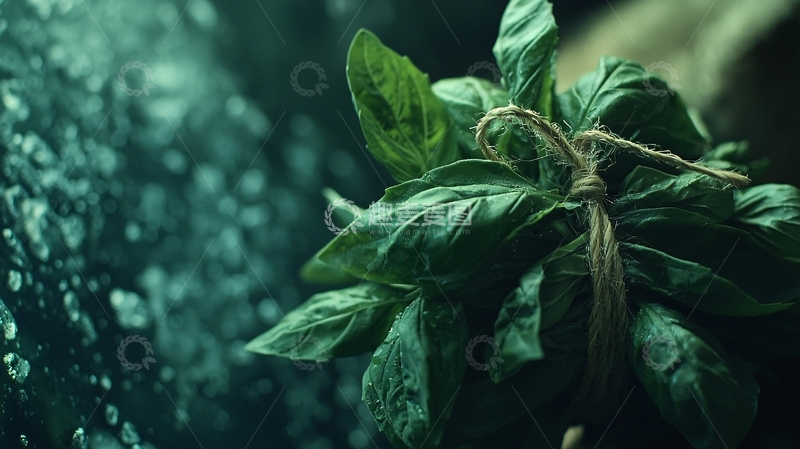 高清大图下载【趣麦麦图】绿色系捆绑罗勒特写