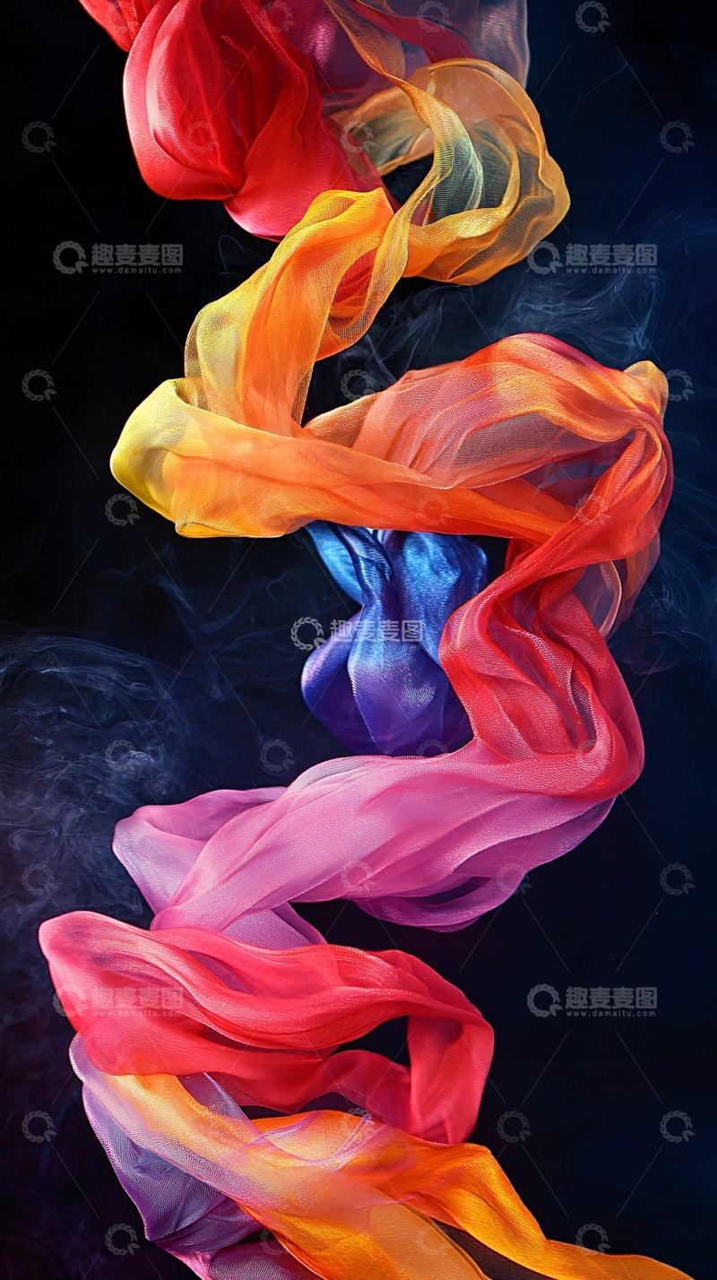 高清大图下载【趣麦麦图】彩色丝绸飘带