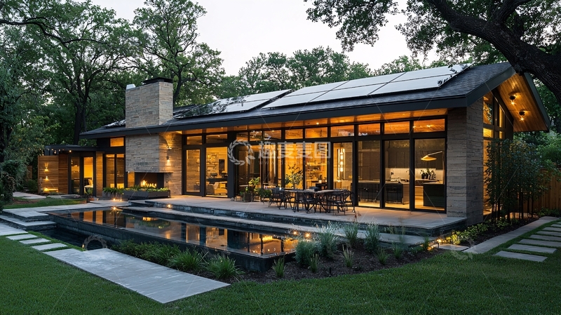 高清大图下载【趣麦麦图】现代风格别墅夜景