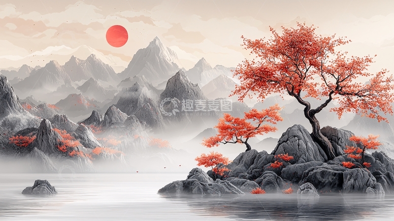 高清大图下载【趣麦麦图】水墨山水画354