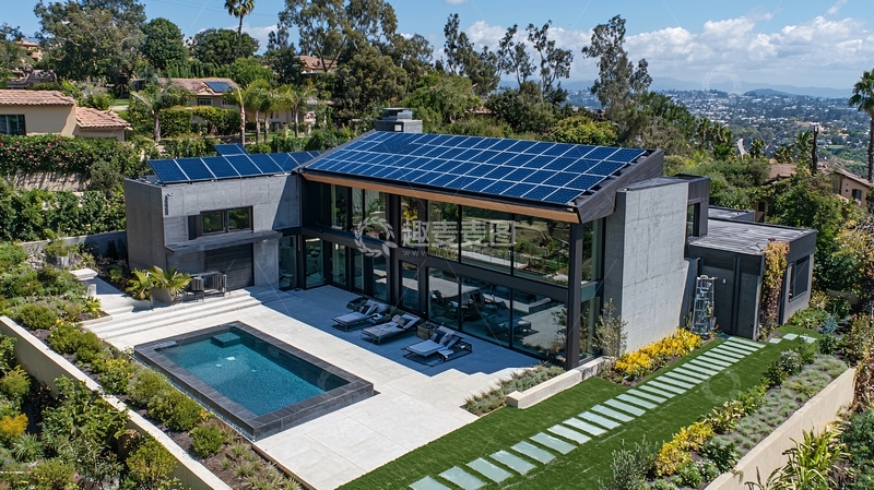 高清大图下载【趣麦麦图】现代别墅与泳池鸟瞰