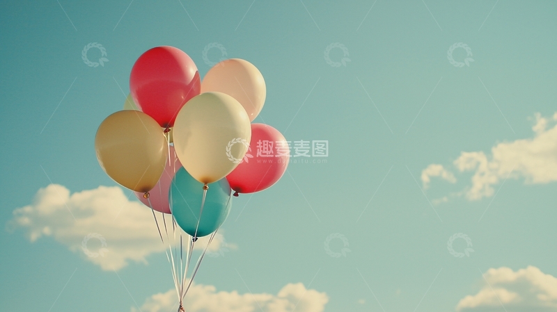 高清大图下载【趣麦麦图】彩色气球蓝天白云