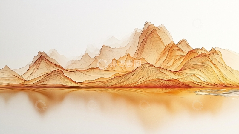 高清大图下载【趣麦麦图】金色山脉水面倒影