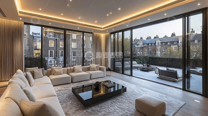 高清大图下载【趣麦麦图】豪华客厅通向露台