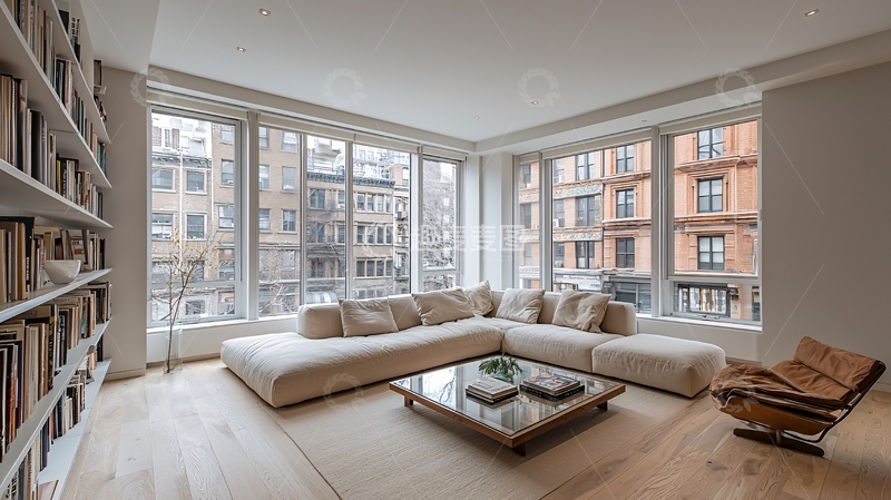 高清大图下载【趣麦麦图】极简风格客厅大窗采光