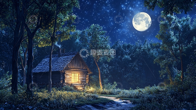高清大图下载【趣麦麦图】月光森林小屋