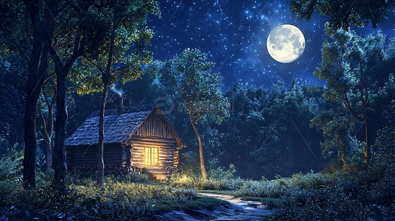 高清大图下载【趣麦麦图】月光森林小屋