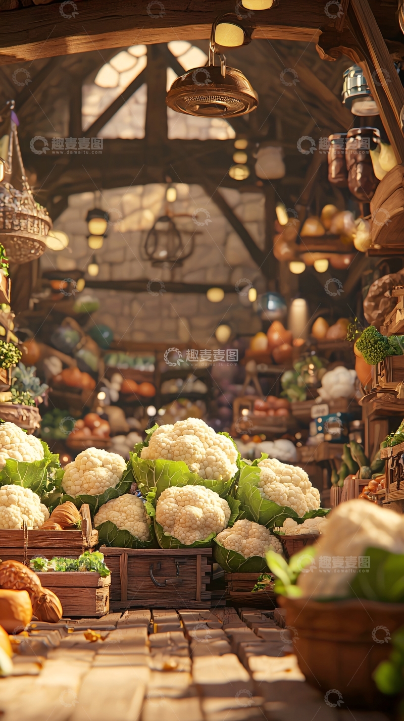 高清大图下载【趣麦麦图】中世纪风格蔬果市场