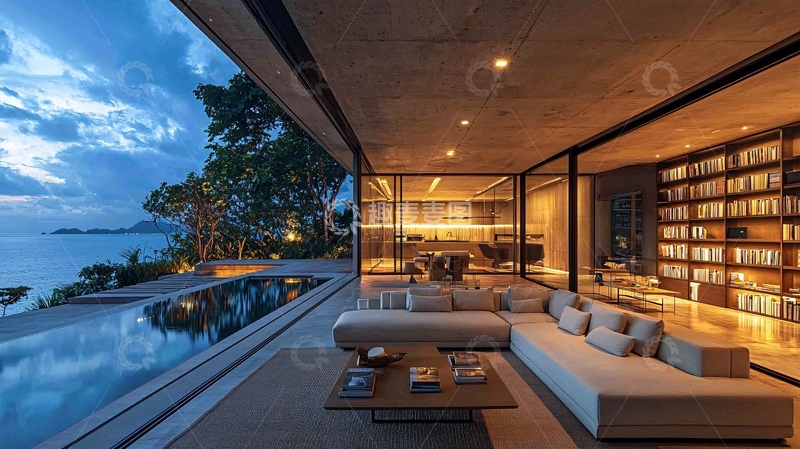 高清大图下载【趣麦麦图】海景别墅客厅