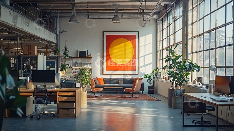 高清大图下载【趣麦麦图】宽敞明亮的loft办公室