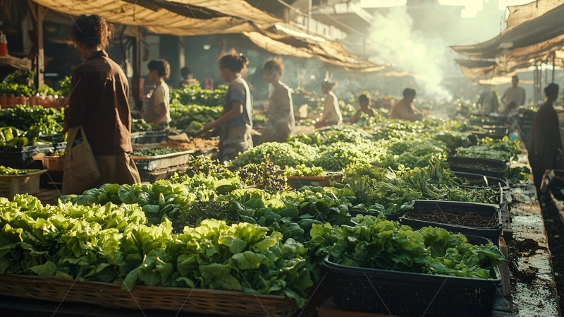 熙攘热闹的亚洲菜市场