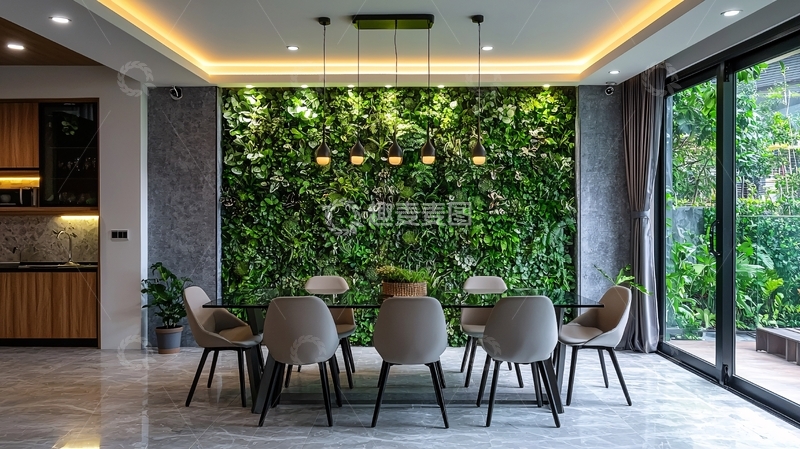 高清大图下载【趣麦麦图】绿植墙餐厅
