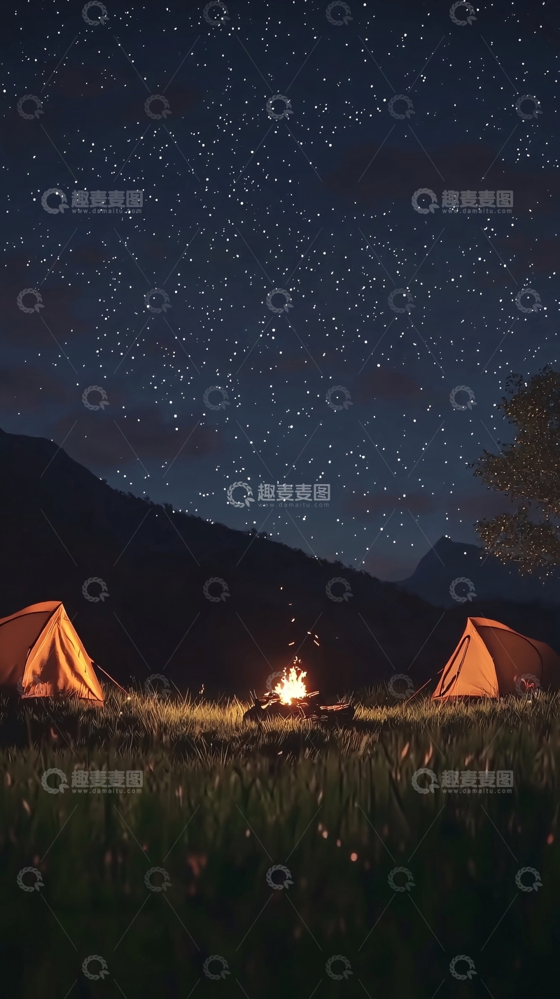 高清大图下载【趣麦麦图】星空下露营